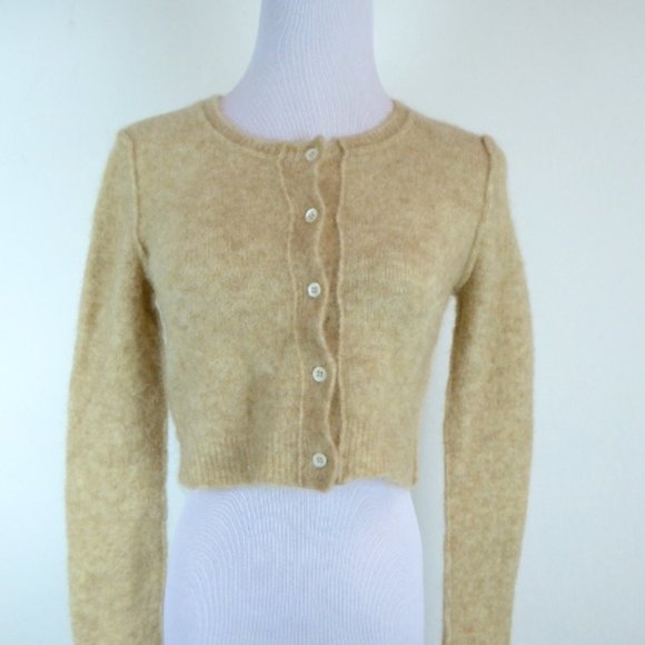 HACHE camel reverse edge cropped CARDIGAN SWEATER i40 S - Picture 1 of 8